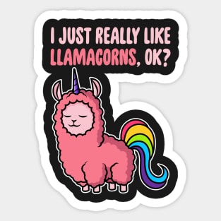 I Just Really Like Llamacorns OK ? Cute Llama Toddlers Kids print Sticker